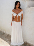 Althea Lace Trim Low Waist Maxi Skirt - Women's Everyday Bottoms - Image 2