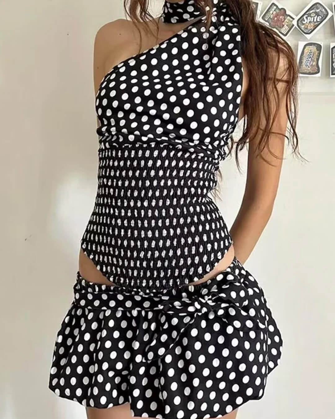 Astrid Polka Dot Elastic Waist Mini Skirt - Women's Everyday Bottoms - Image 3