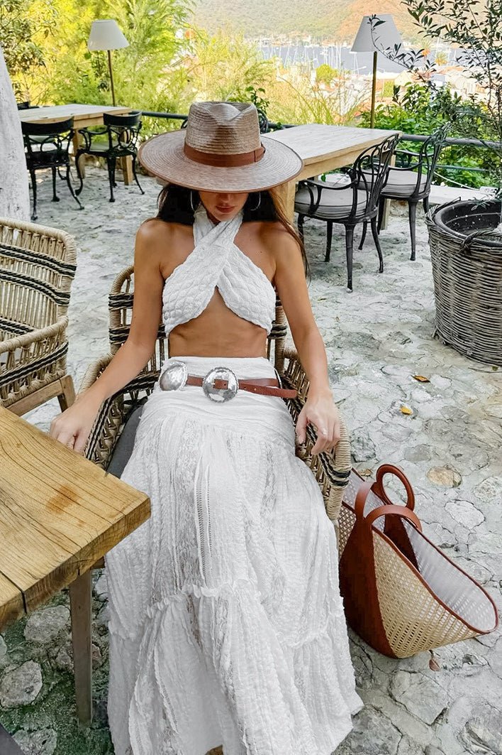 Brianna White Lace Tiered Maxi Skirt for Women - Image 4