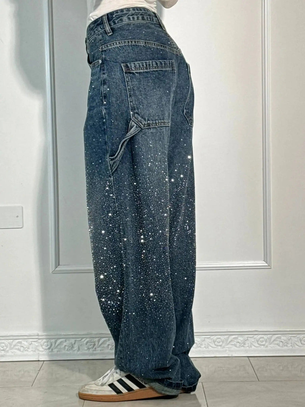 Jeremy Sparkling Baggy Cargo Denim Pants - Women's Everyday Bottoms - Image 3
