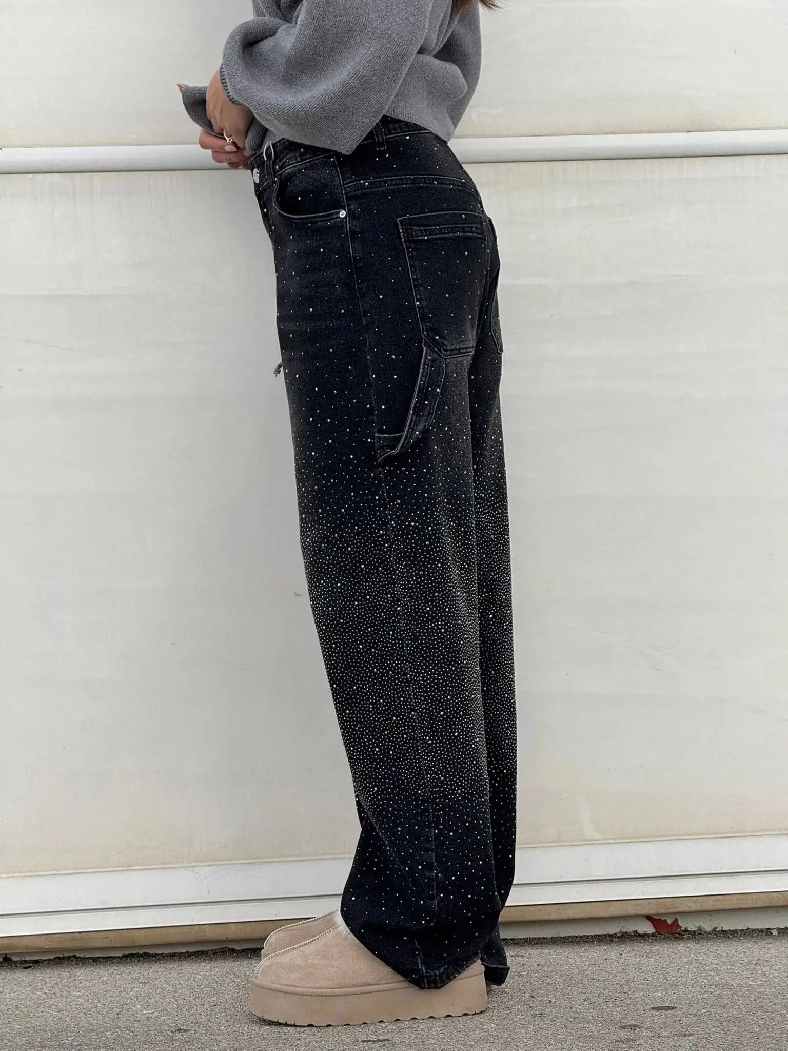 Jeremy Sparkling Baggy Cargo Denim Pants - Women's Everyday Bottoms - Image 5