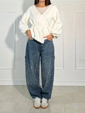 Jeremy Sparkling Baggy Cargo Denim Pants - Women's Everyday Bottoms