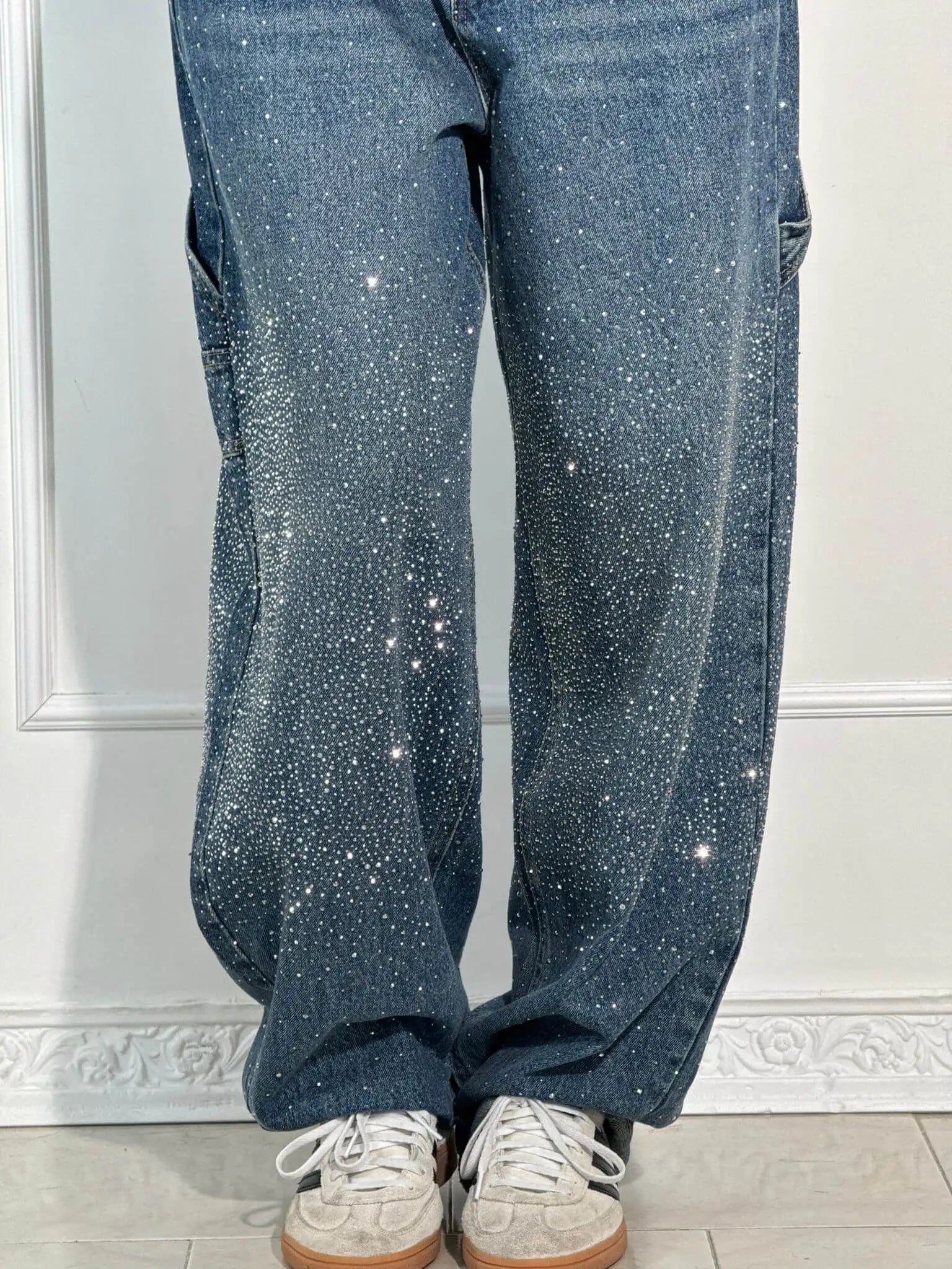 Jeremy Sparkling Baggy Cargo Denim Pants - Women's Everyday Bottoms - Image 2