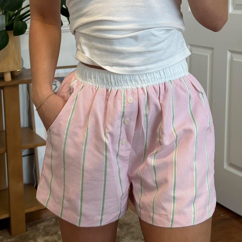 Liesel Striped Poplin Boxer Shorts - Women's Everyday Bottoms - Image 2