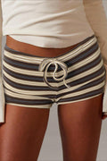 Malina Stripe Drawstring Low Waist Shorts - Women's Everyday Bottoms