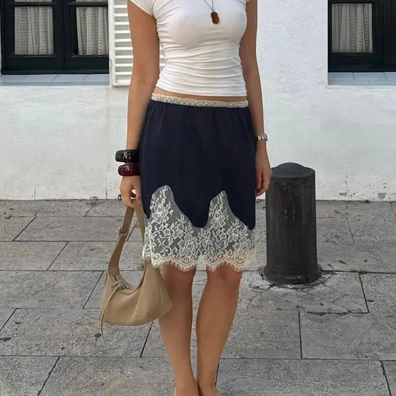 Saskia Lace Patchwork Satin Mini Skirt - Women's Everyday Bottoms - Image 5