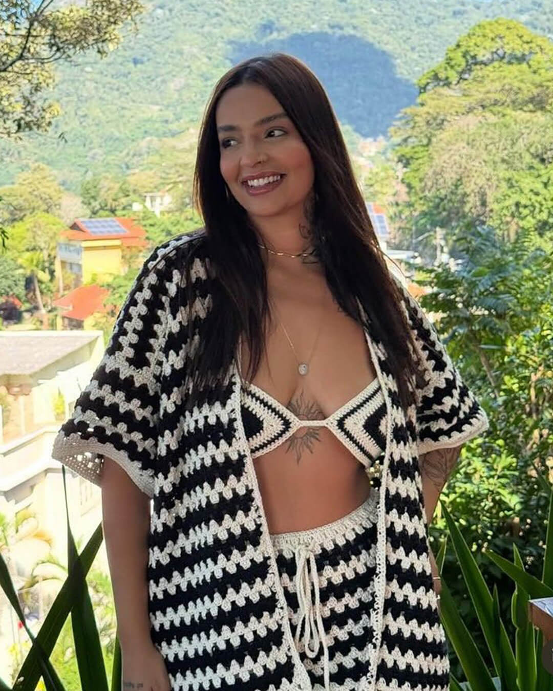 Bree Color-Block Knit Bikini Set with Coat - Women's Swimwear