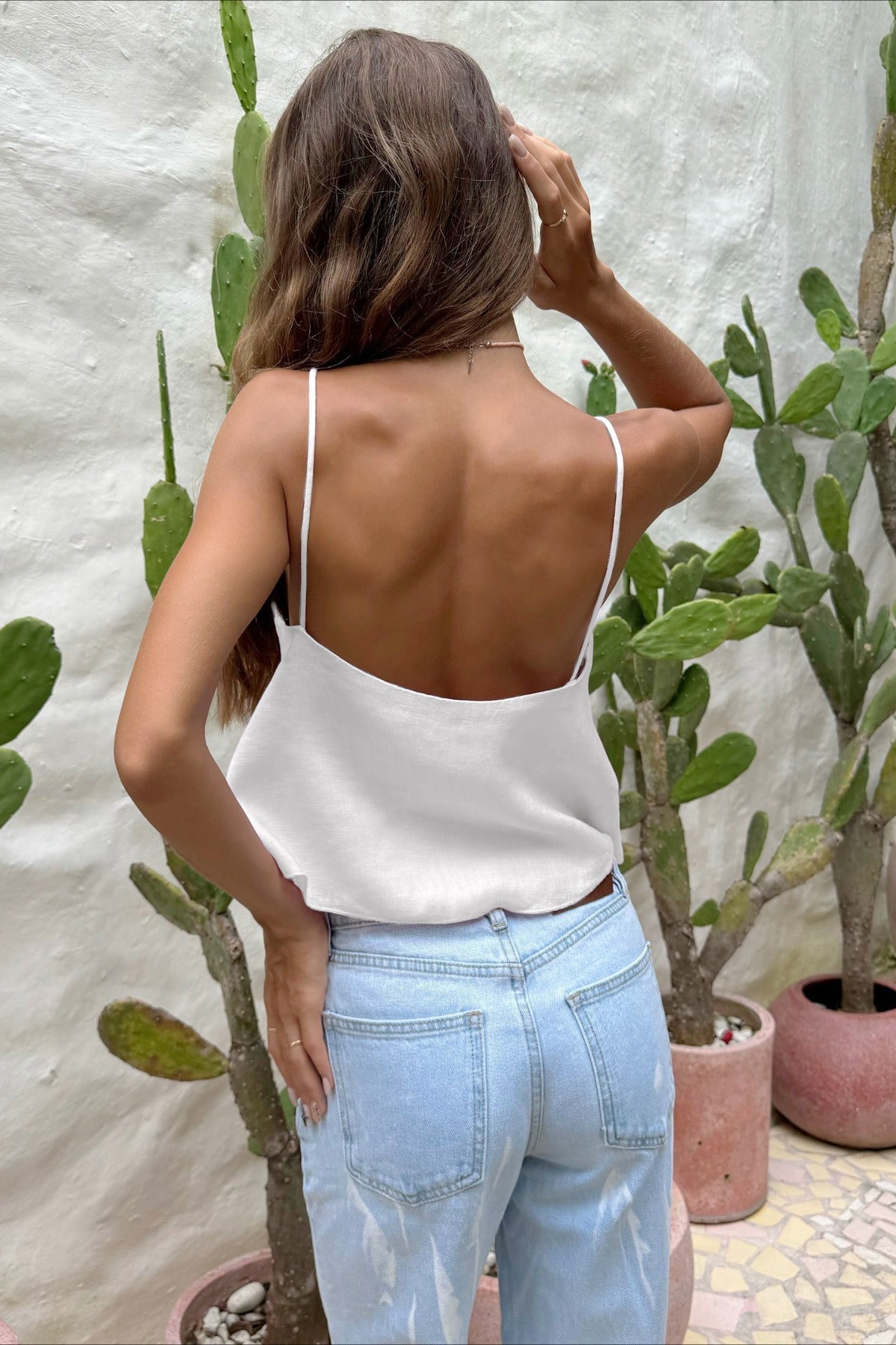 Loose Cutout Slip Crop Top - Women's Everyday Fashion Top - Image 3