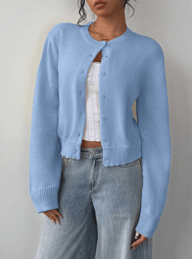 Emilia Button Front Knit Cardigan - Women's Layering Cardigan - Image 2
