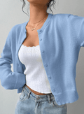 Emilia Button Front Knit Cardigan - Women's Layering Cardigan - Image 4