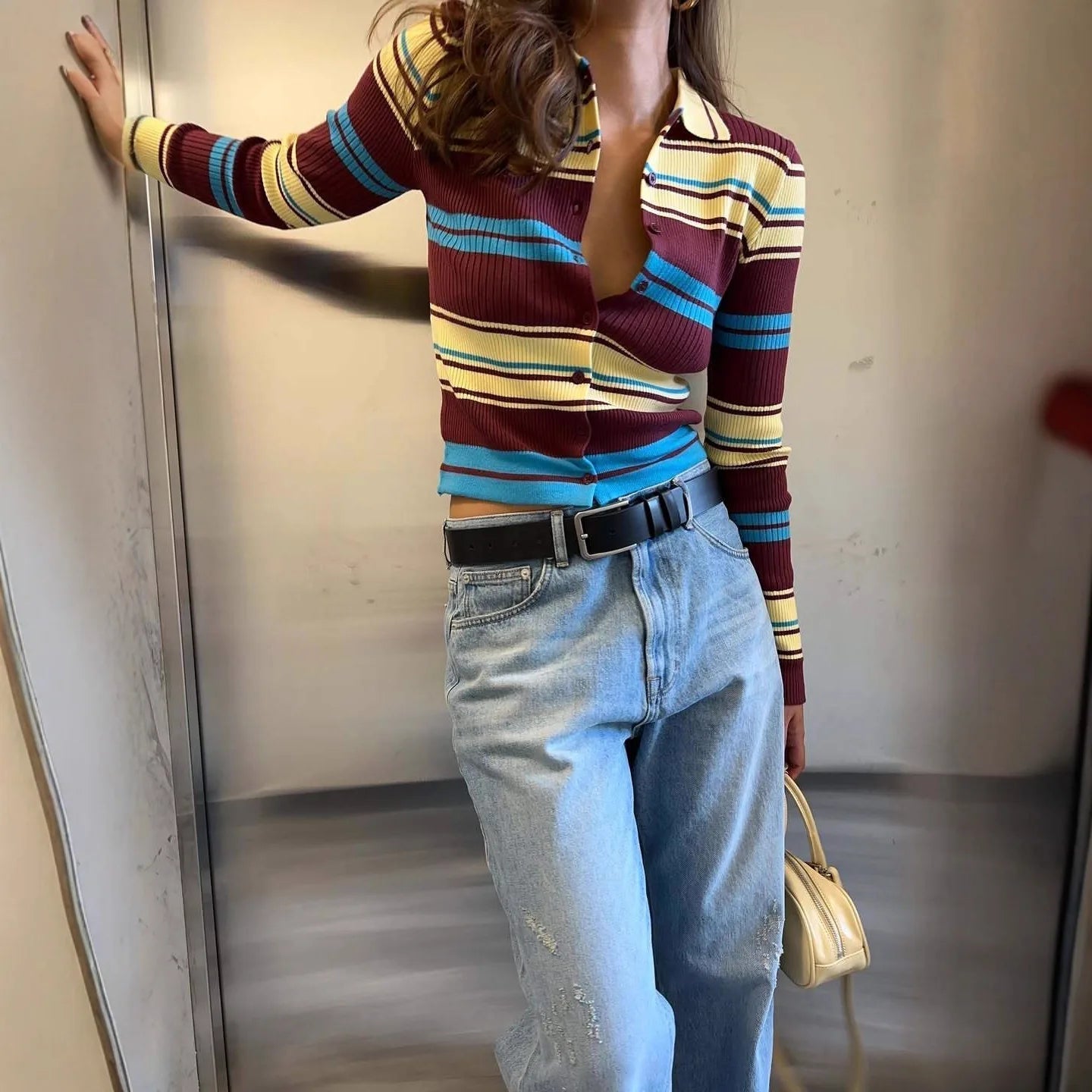 Hope Striped Knit Cardigan - Women's Layering Cardigan