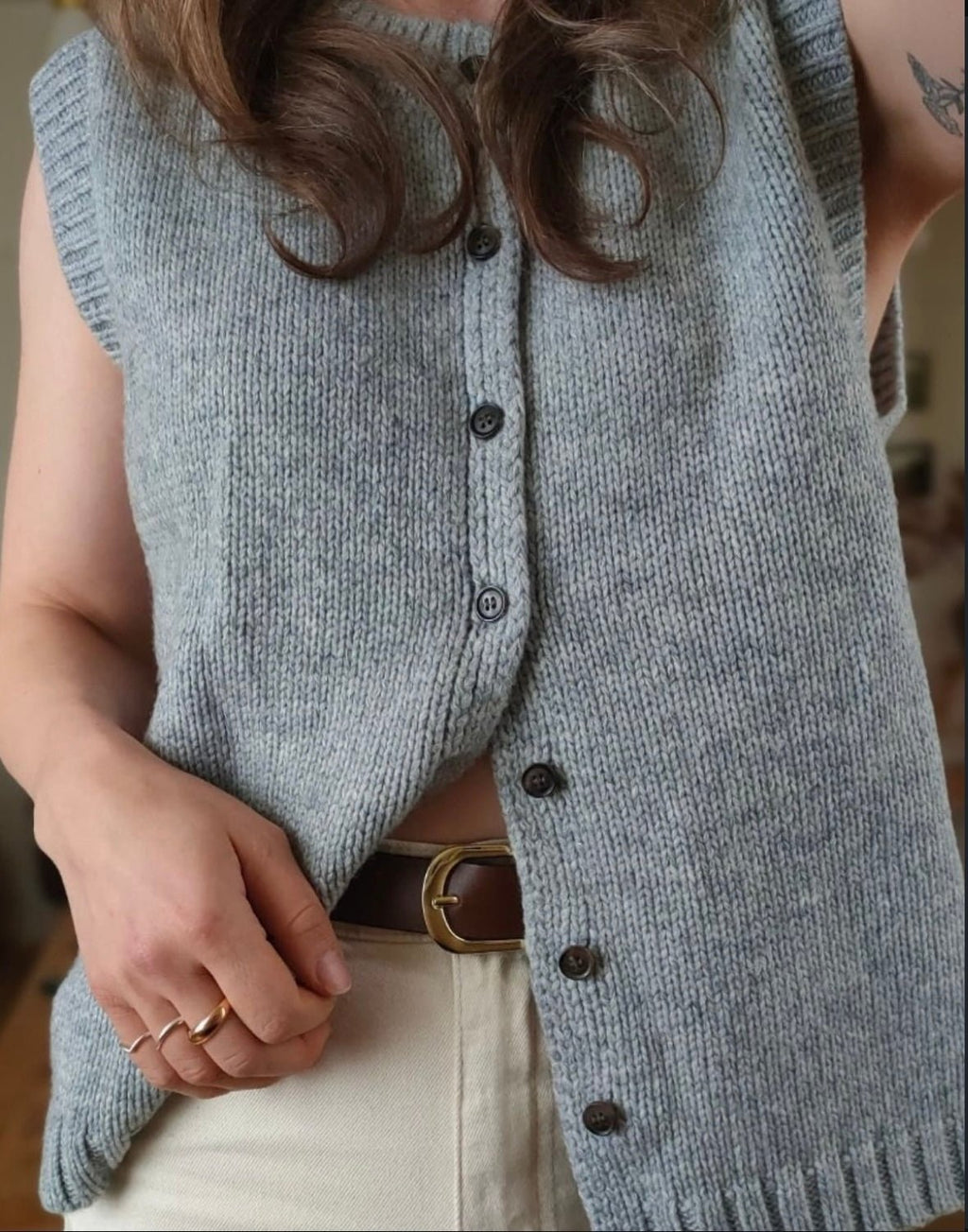 Tori Button Front Knitted Vest Cardigan - Women's Layering Cardigan - Image 5