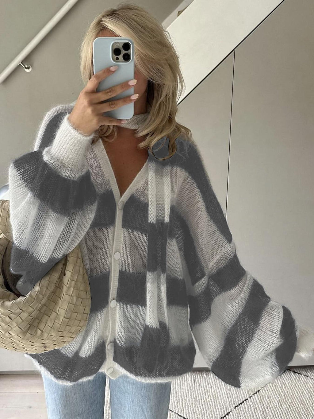 Christel Loose Striped Cardigan - Women's Cozy Knitwear - Image 7