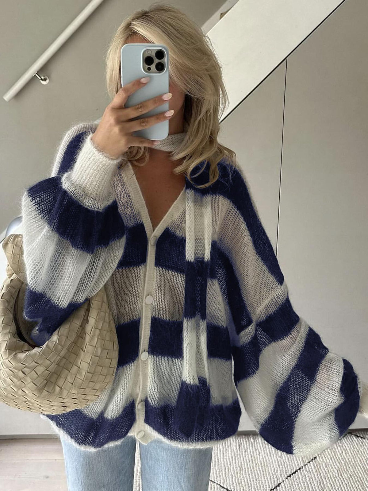 Christel Loose Striped Cardigan - Women's Cozy Knitwear