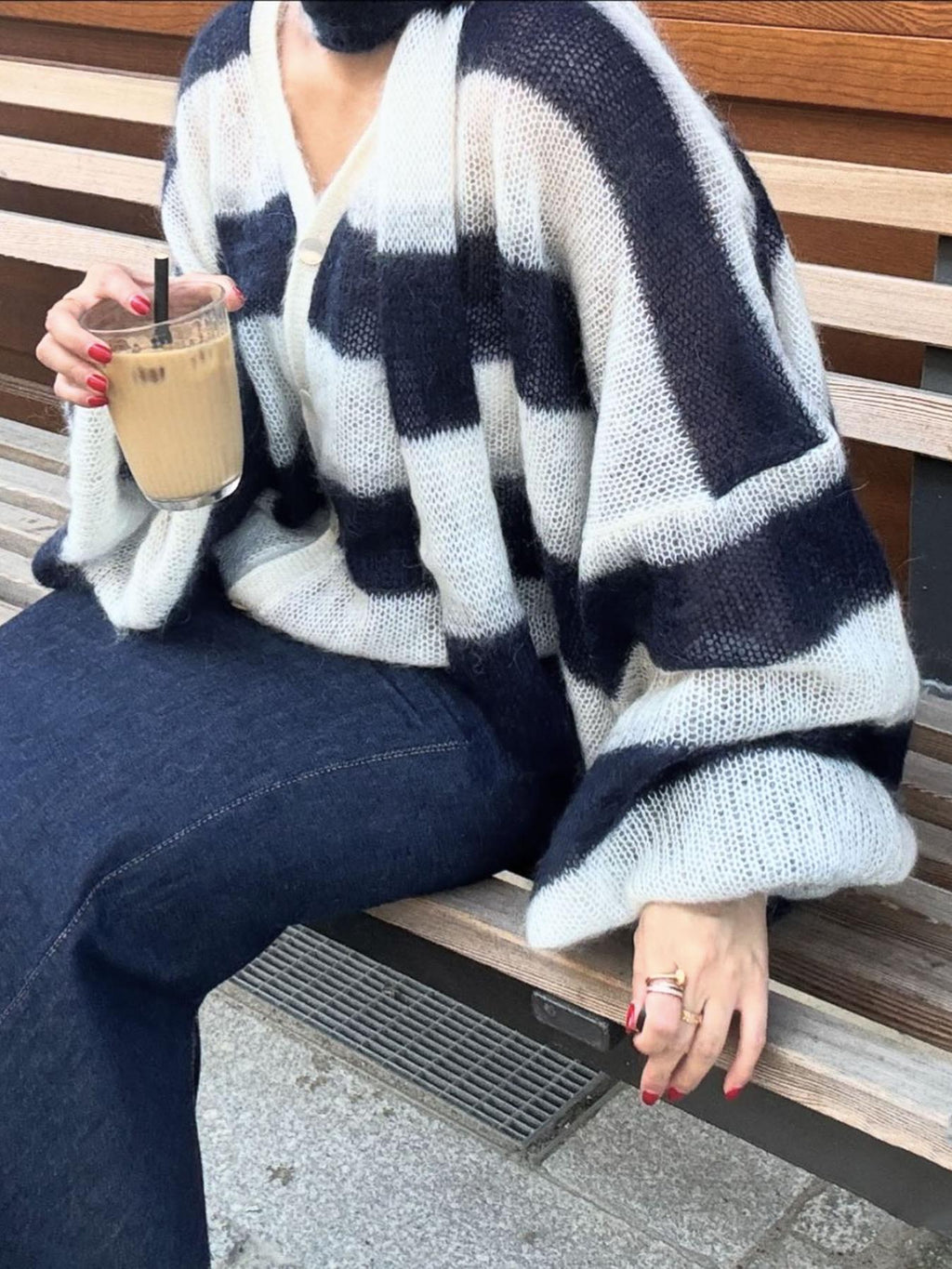 Christel Loose Striped Cardigan - Women's Cozy Knitwear - Image 3