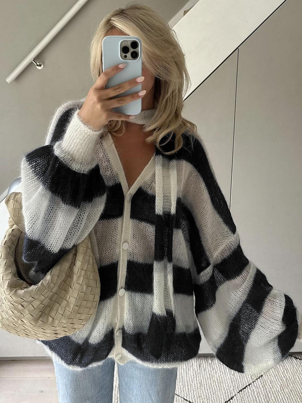 Christel Loose Striped Cardigan - Women's Cozy Knitwear - Image 6