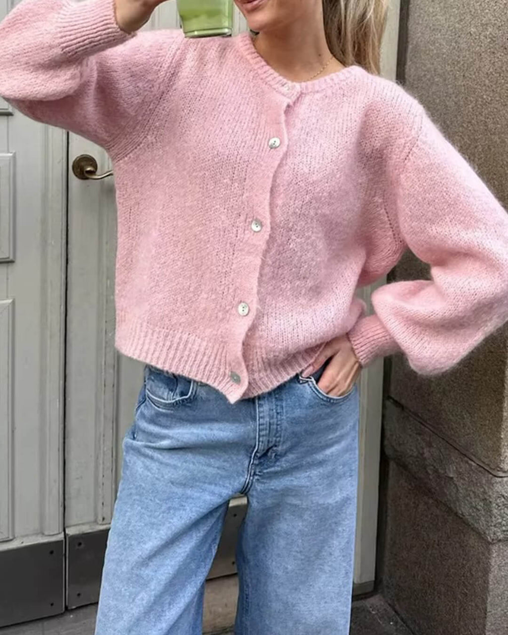 Freya Fuzzy Knit Cardigan - Women's Cozy Knitwear - Image 2