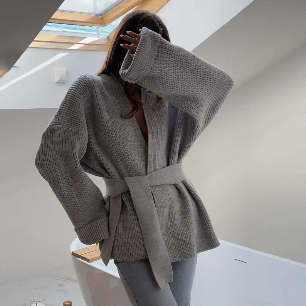 Georgine Belted Wrap Cardigan - Women's Cozy Knitwear - Image 2
