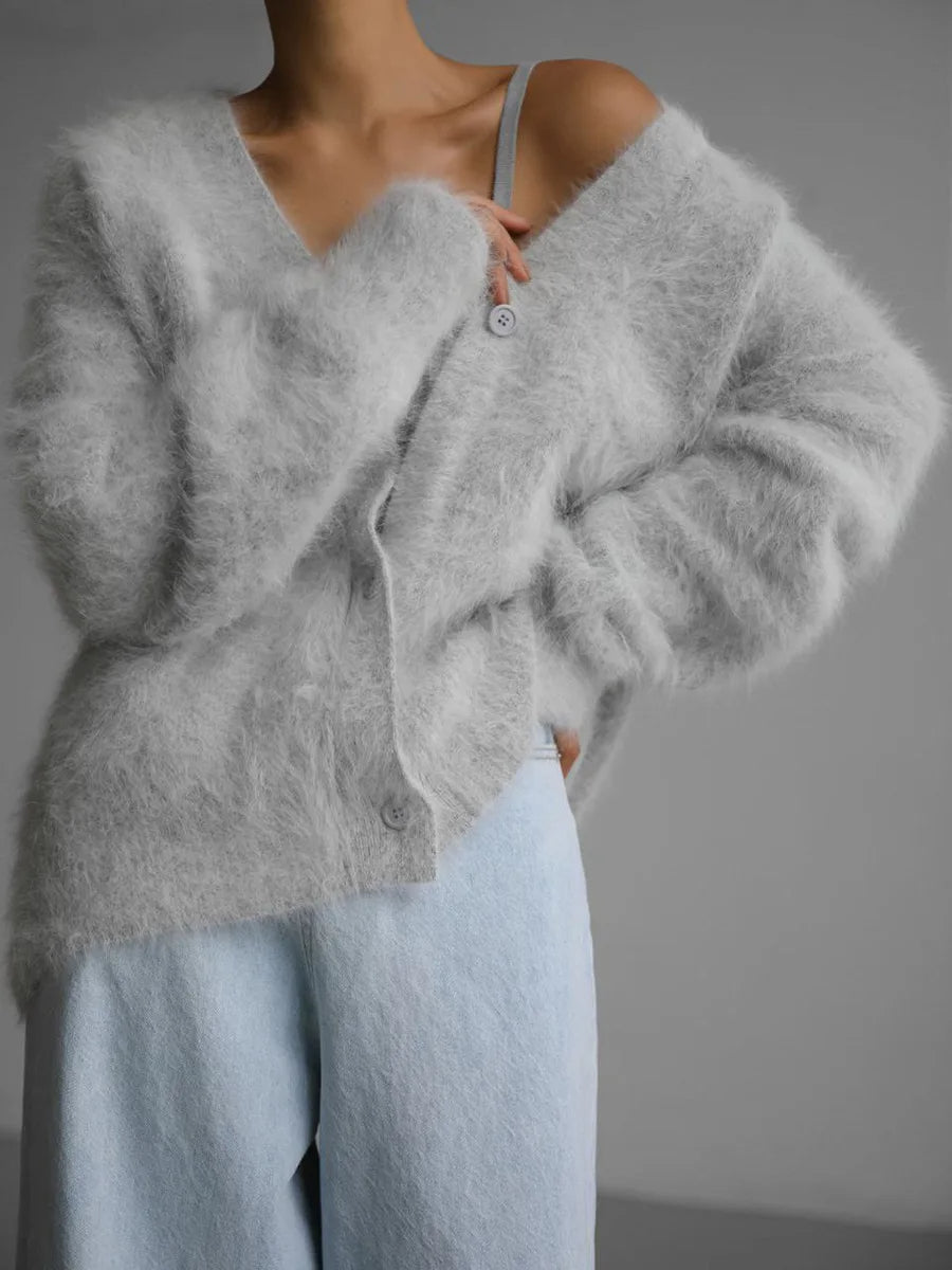 Terry Cozy Knitted Cardigan - Women's Cozy Knitwear - Image 7