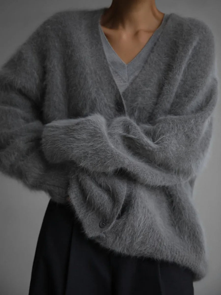 Terry Cozy Knitted Cardigan - Women's Cozy Knitwear - Image 3