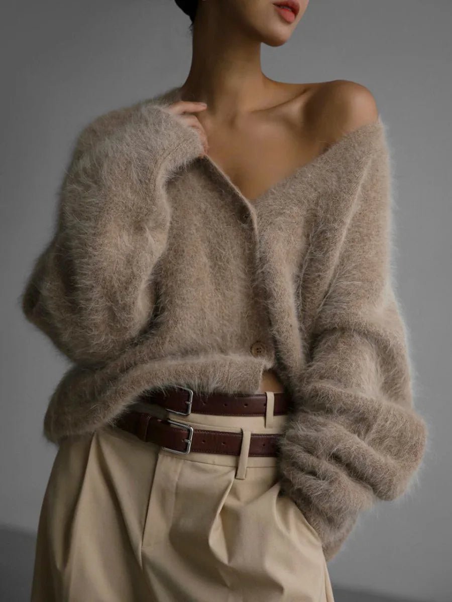 Terry Cozy Knitted Cardigan - Women's Cozy Knitwear