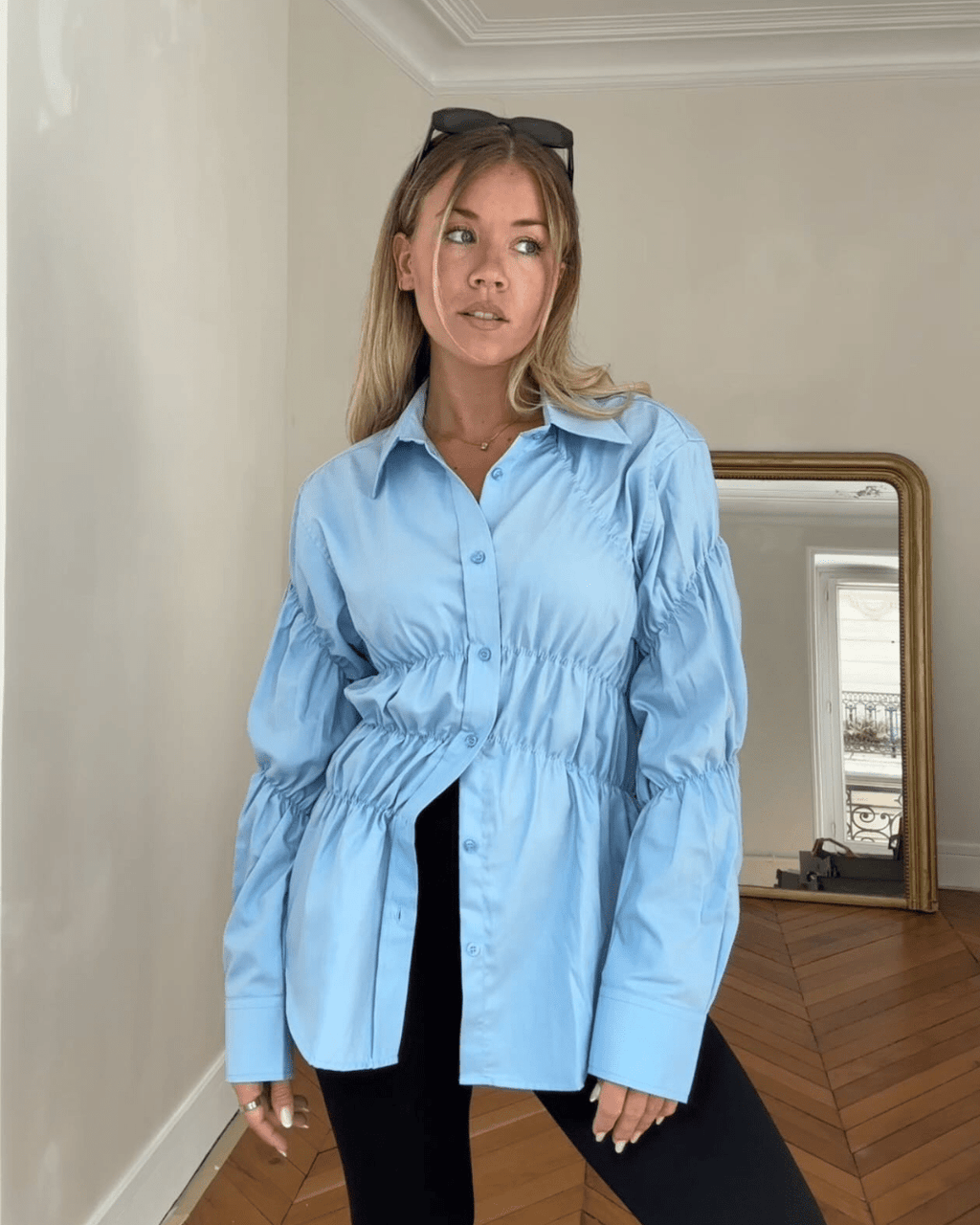 Suzette Long Sleeve Scrunched Shirt - Women's Everyday Fashion Top - Image 7