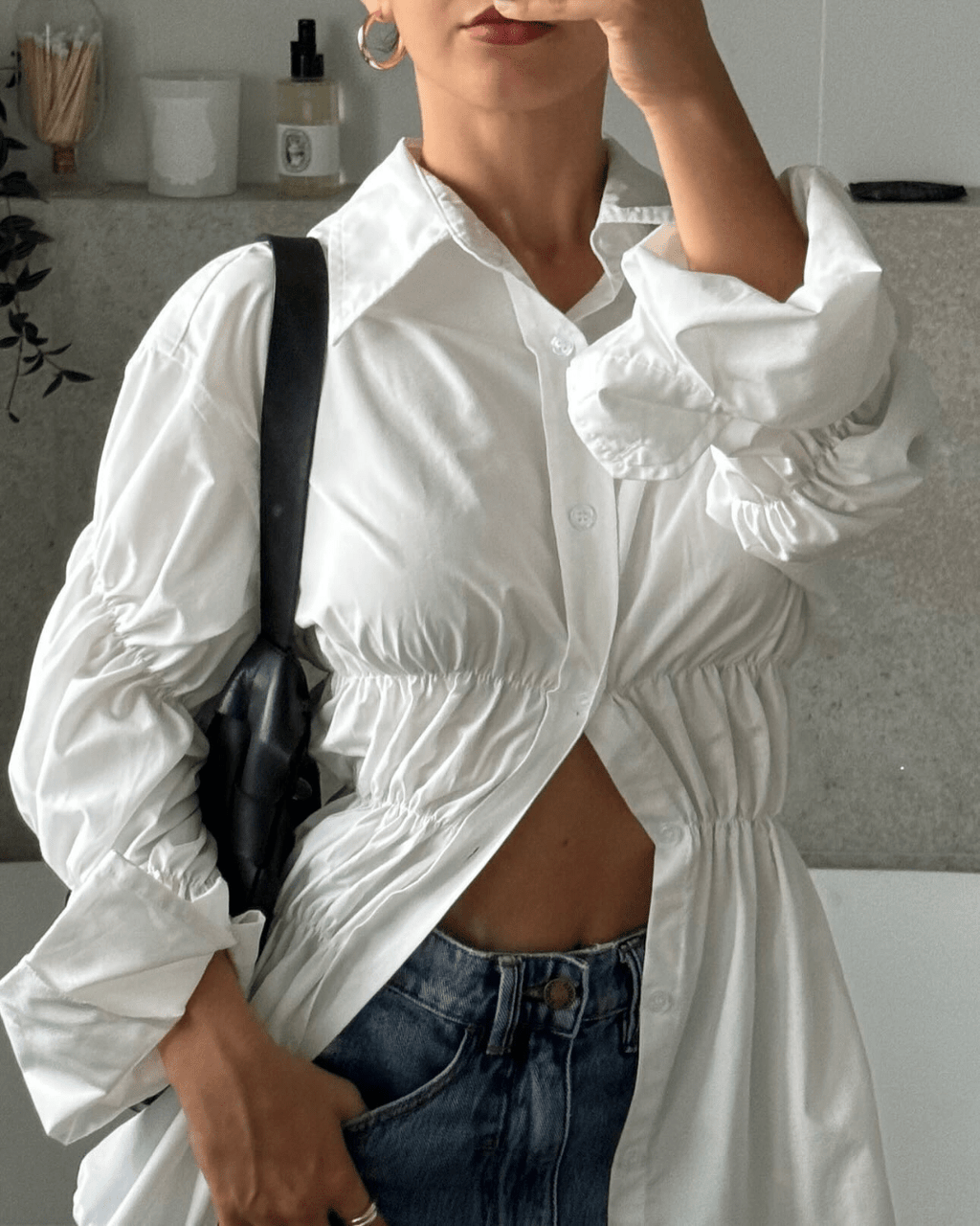Suzette Long Sleeve Scrunched Shirt - Women's Everyday Fashion Top - Image 2