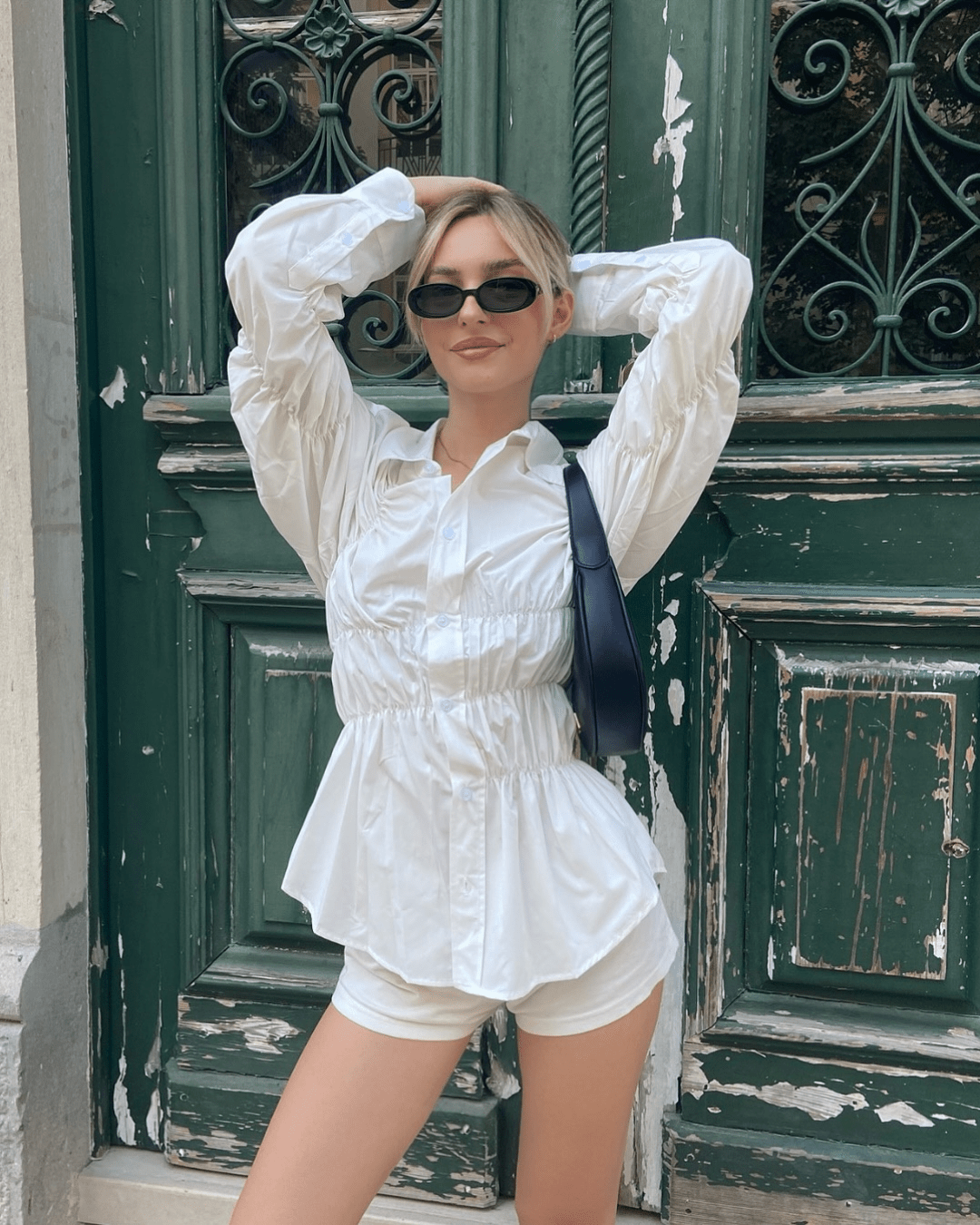 Suzette Long Sleeve Scrunched Shirt - Women's Everyday Fashion Top
