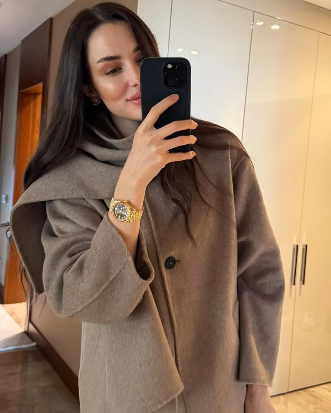 Cecille Coat with Scarf - Women's Fall and Winter Outerwear - Image 2