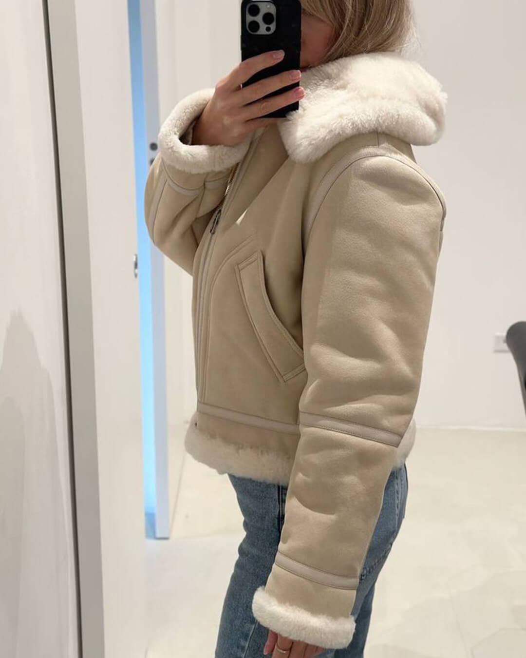 Cindy Suede Faux Fur Jacket - Women's Fall and Winter Outerwear - Image 6