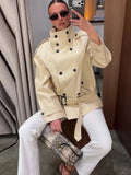 Amanda Stand Collar Trench Coat - Women's Fall and Winter Outerwear