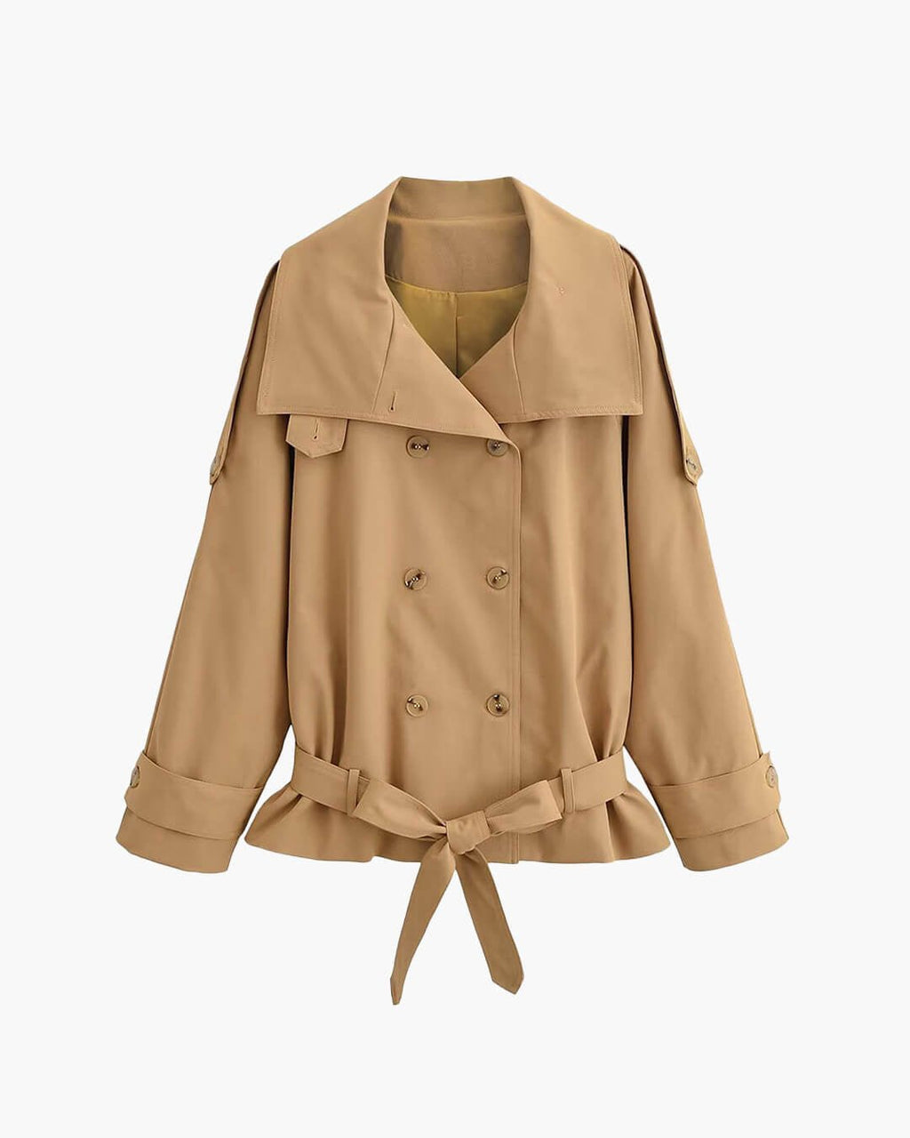 Anna High Neck Cropped Utility Trench Coat - Women's Fall and Winter Outerwear