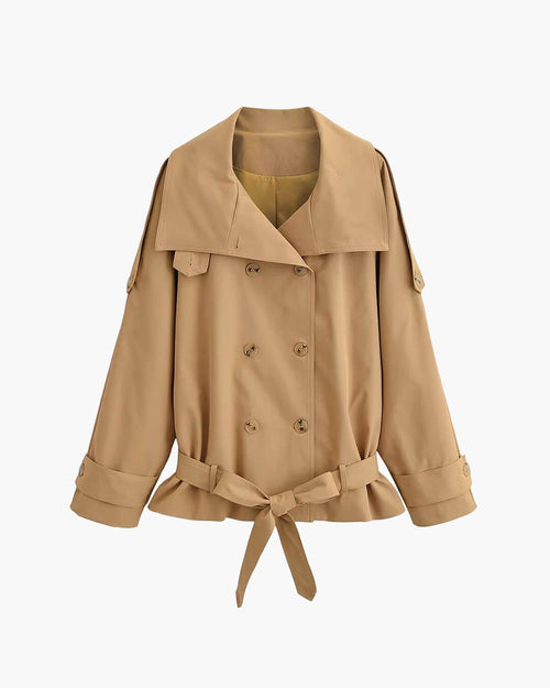 Anna High Neck Cropped Utility Trench Coat - Women's Fall and Winter Outerwear