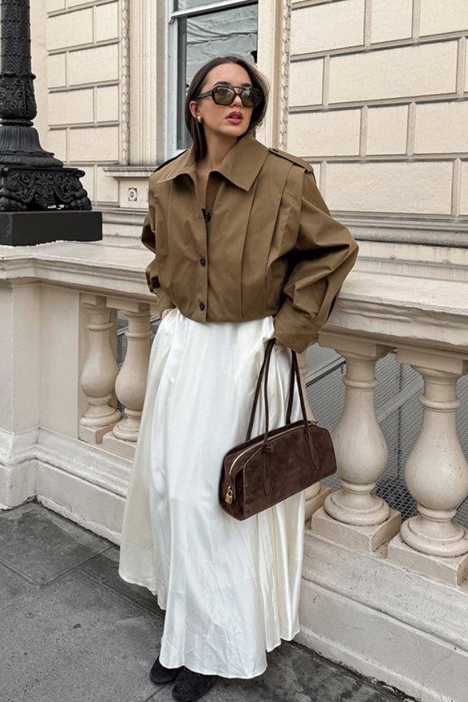 Gina Cropped Pleated Utility Jacket - Women's Fall and Winter Outerwear - Image 3