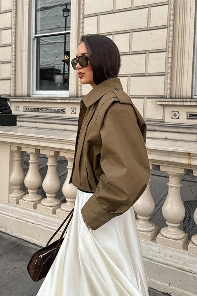 Gina Cropped Pleated Utility Jacket - Women's Fall and Winter Outerwear - Image 5