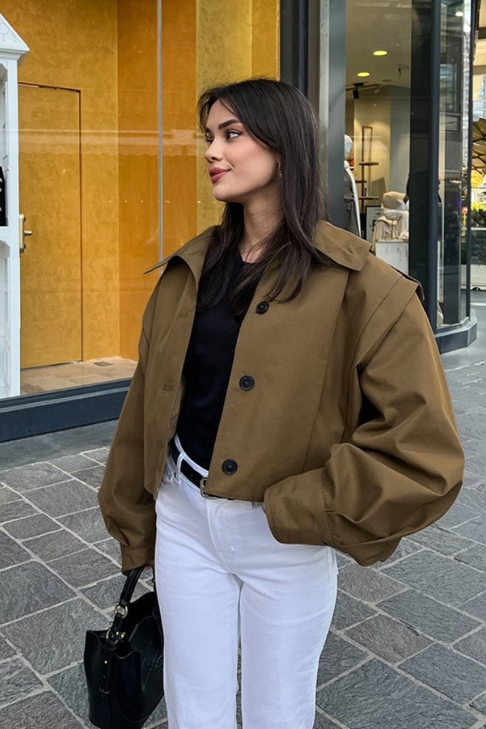 Gina Cropped Pleated Utility Jacket - Women's Fall and Winter Outerwear - Image 8