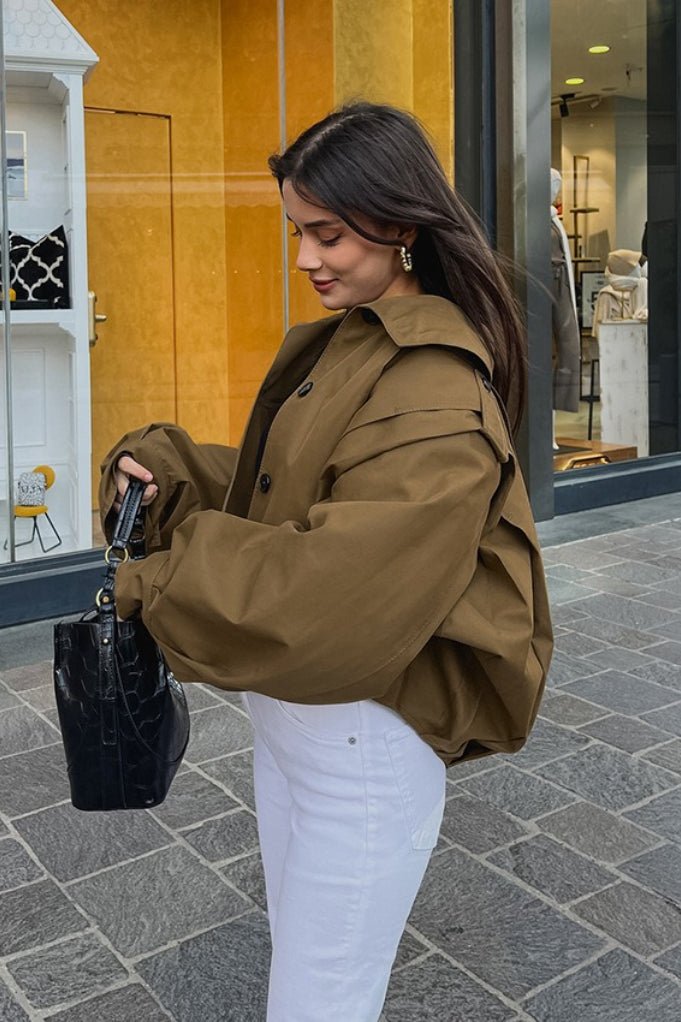 Gina Cropped Pleated Utility Jacket - Women's Fall and Winter Outerwear - Image 7