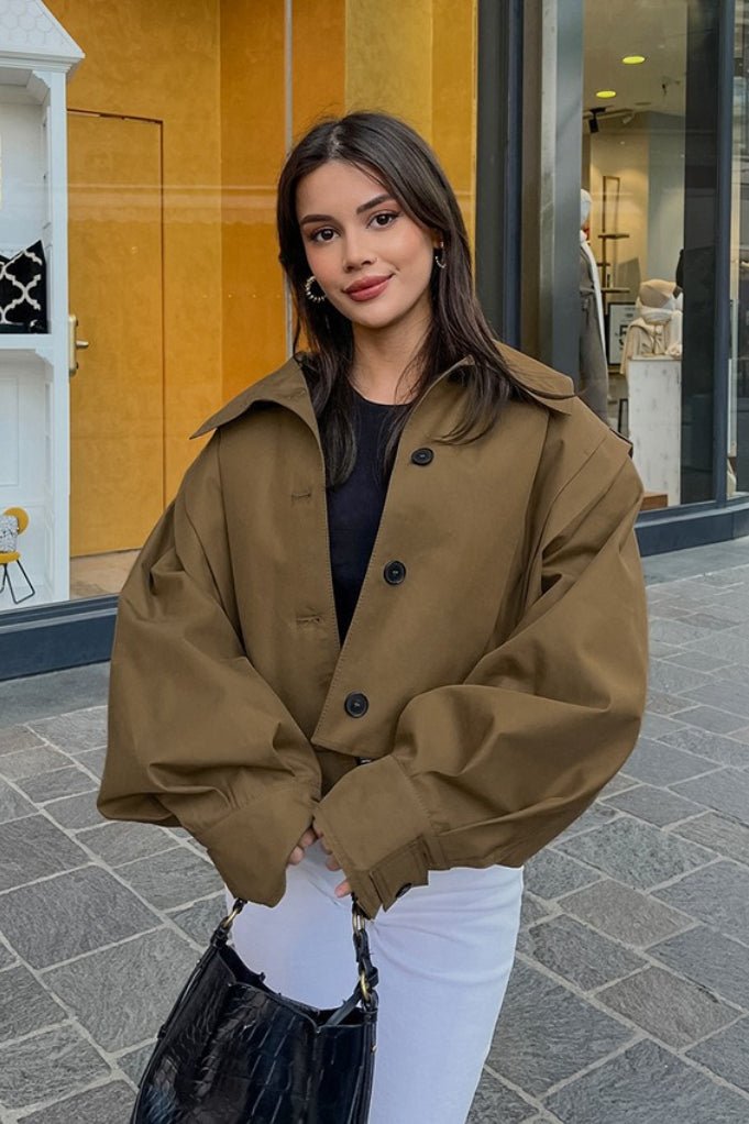 Gina Cropped Pleated Utility Jacket - Women's Fall and Winter Outerwear - Image 2