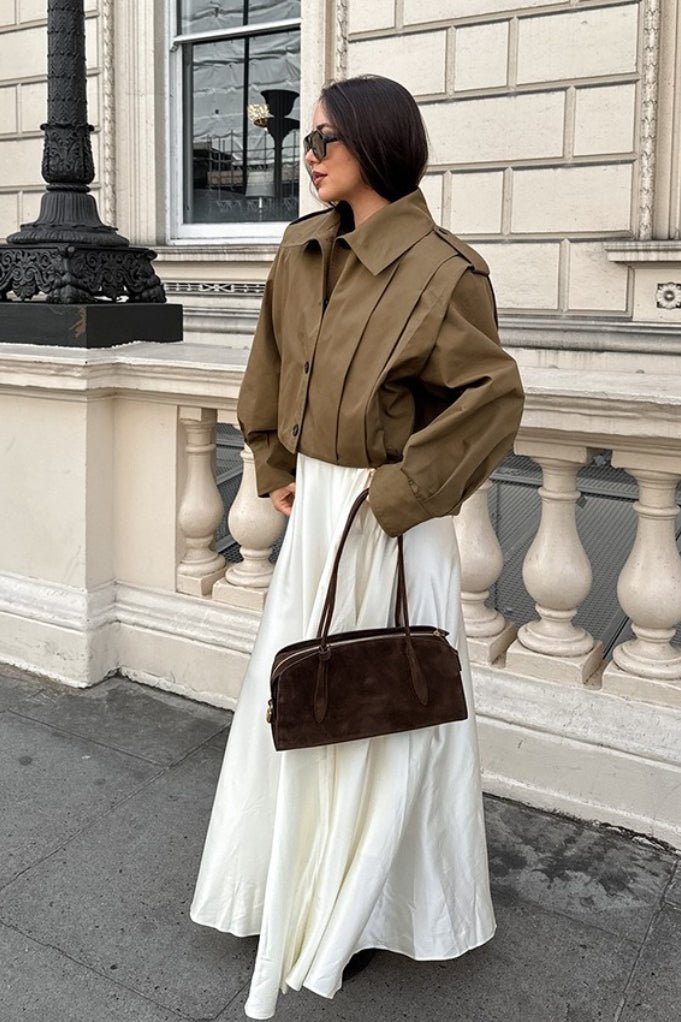 Gina Cropped Pleated Utility Jacket - Women's Fall and Winter Outerwear - Image 4