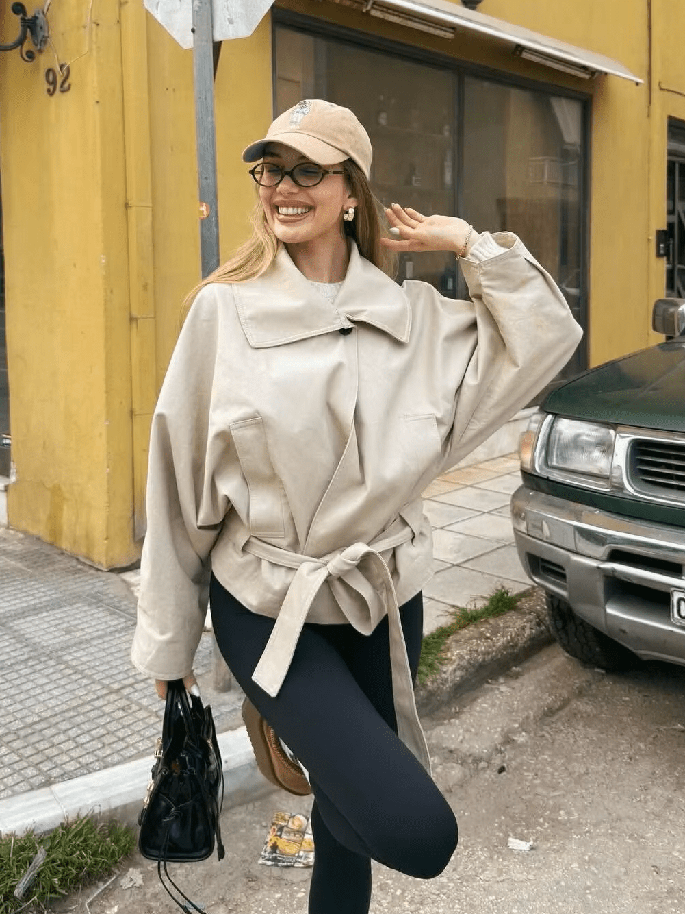Julie Asymmetric Belted Trench Coat - Women's Fall and Winter Outerwear - Image 3