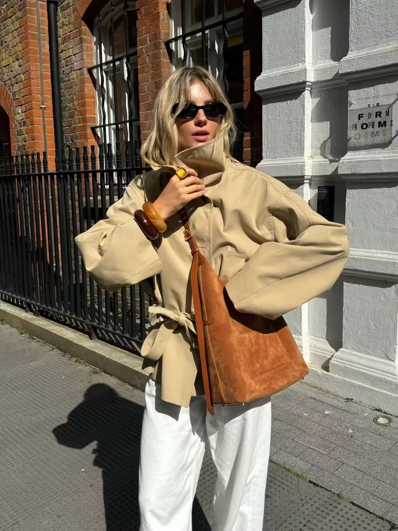 Julie Asymmetric Belted Trench Coat - Women's Fall and Winter Outerwear - Image 7