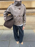 Julie Stand Collar Oversized Coat - Women's Fall and Winter Outerwear