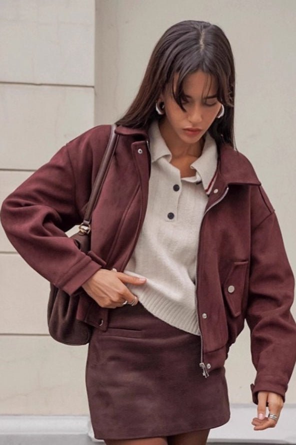 Linda Relaxed Suede Coat - Women's Fall and Winter Outerwear - Image 2