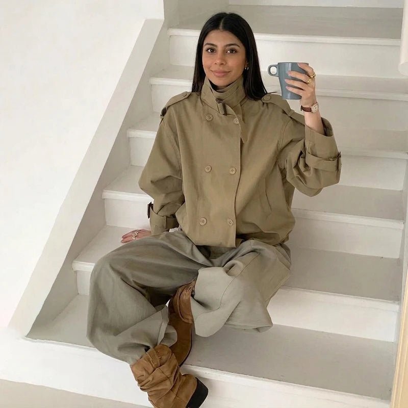 Linda Utility Cropped Trench Coat - Women's Fall and Winter Outerwear - Image 4