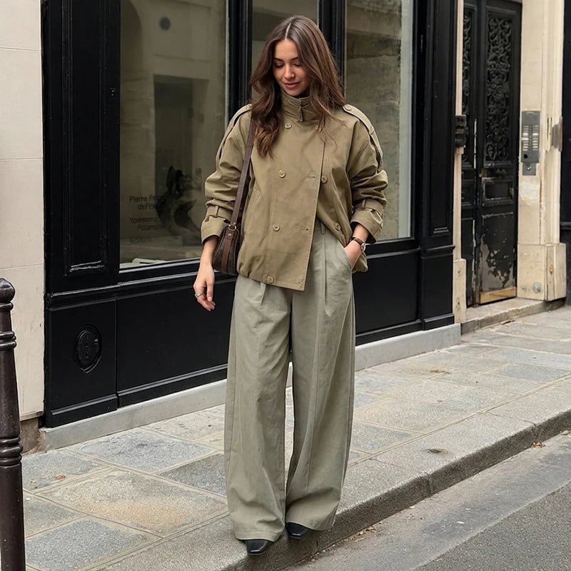 Linda Utility Cropped Trench Coat - Women's Fall and Winter Outerwear - Image 3