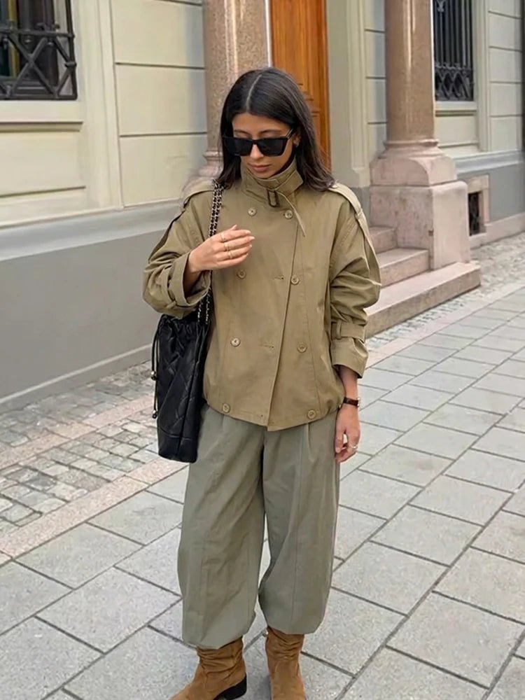 Linda Utility Cropped Trench Coat - Women's Fall and Winter Outerwear