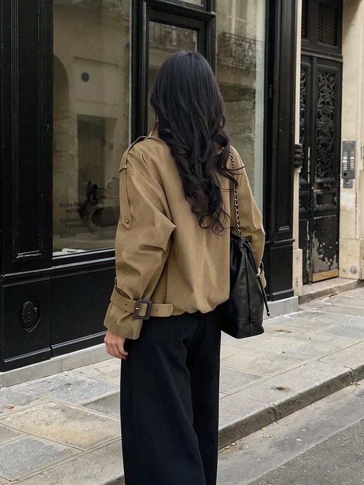 Linda Utility Cropped Trench Coat - Women's Fall and Winter Outerwear - Image 2