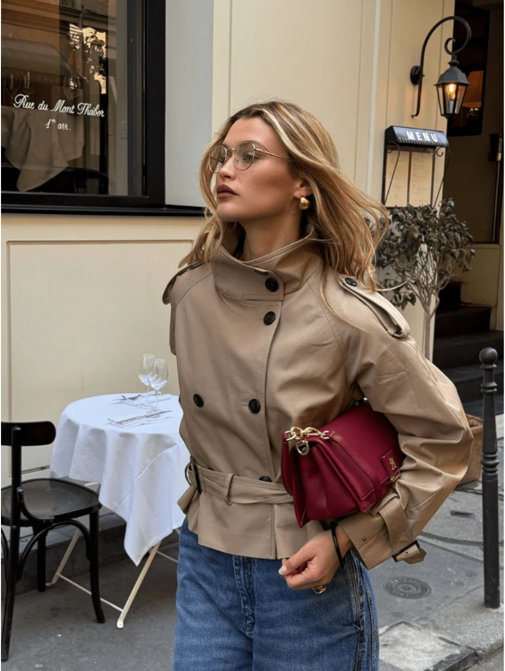 Marlene Cropped Trench Coat - Women's Fall and Winter Outerwear - Image 5
