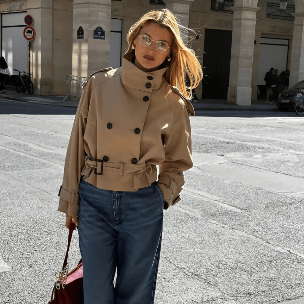 Marlene Cropped Trench Coat - Women's Fall and Winter Outerwear - Image 4