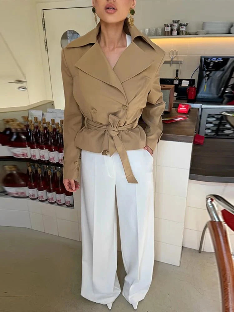 Melissa Lace-Up Cropped Trench Coat - Women's Fall and Winter Outerwear